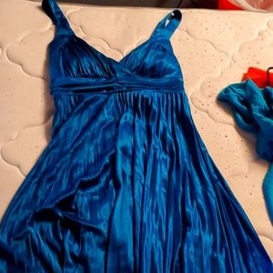 Blue satin dress